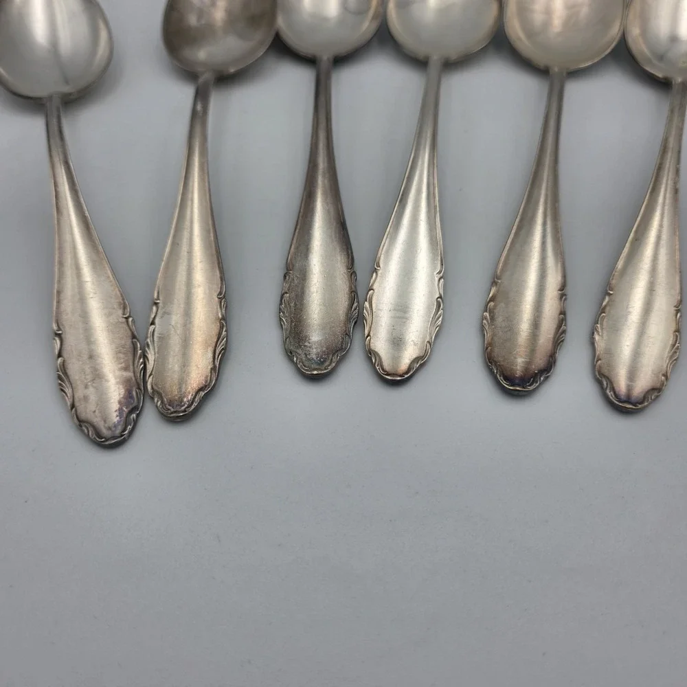 WMF 2200 Germany 6 Dinner Spoons Friodur Scroll Pat 20 Silverplate 8